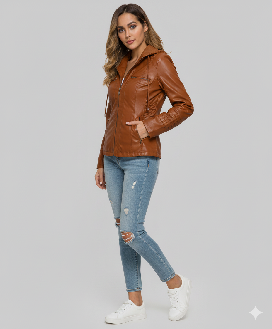 LÉA VESTE BIKER SIMILI-CUIR PREMIUM
