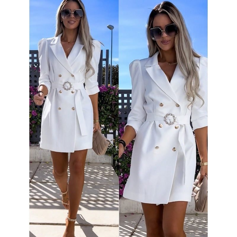 Robe Blazer Élégante Avec Ceinture – Style Tailleur Chic
