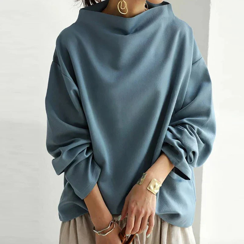 Emma Comfortable High Neck Cotton Sweatshirt