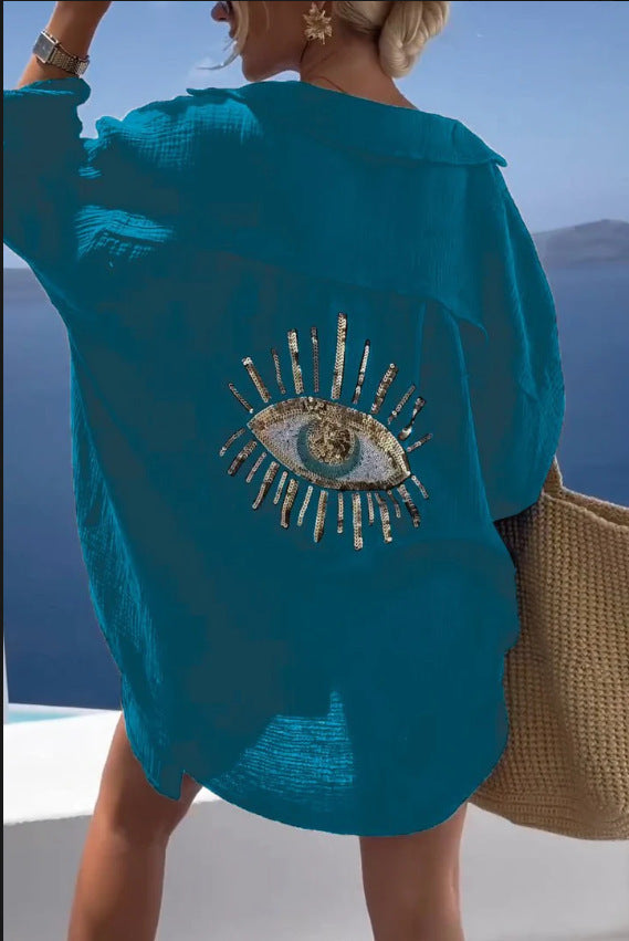 BOMEA – Chemise Bohème Chic à Sequins