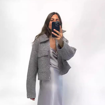 LÉA VESTE COURTE LAINE POLYAMIDE LUXE