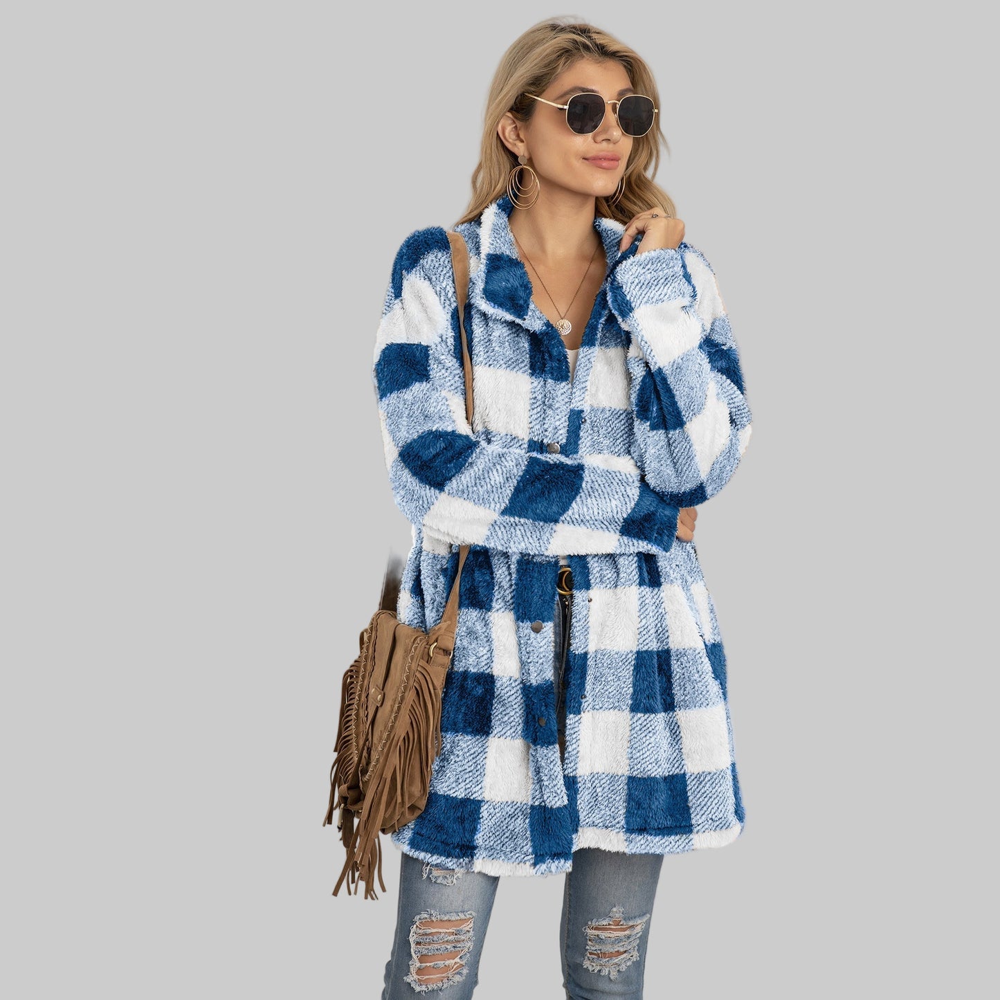 Veste Polaire à Carreaux Colorblock