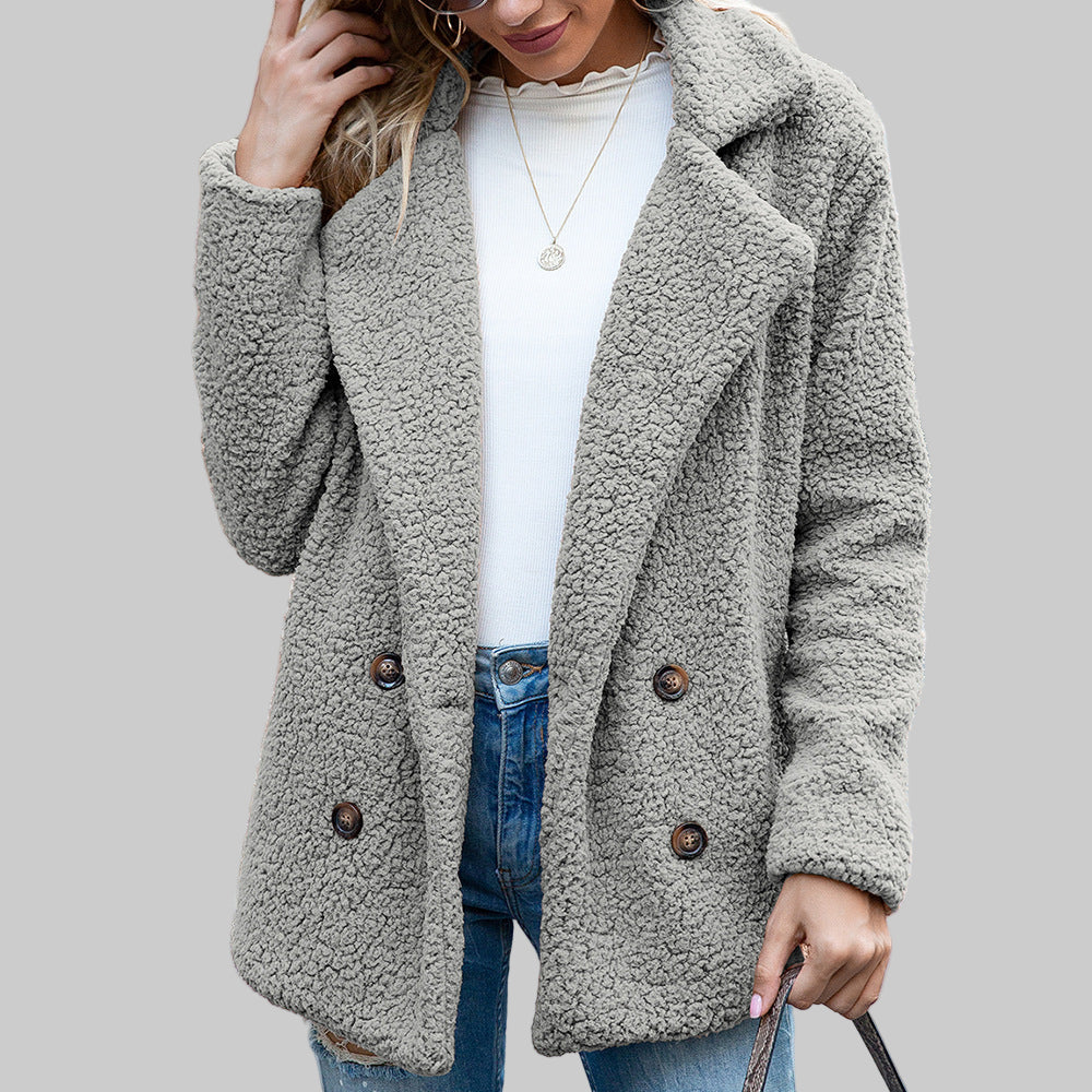 FLUFFY MANTEAU COSY EN PELUCHE LAINE BOUCLÉE