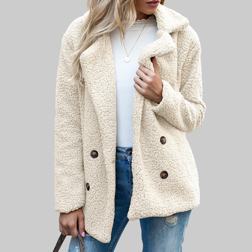 FLUFFY MANTEAU COSY EN PELUCHE LAINE BOUCLÉE