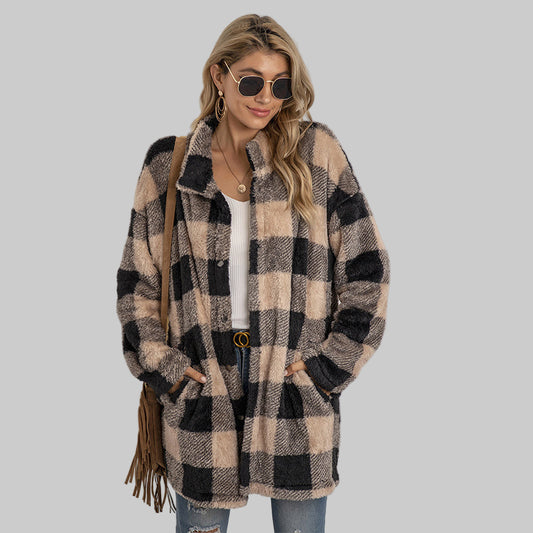 Veste Polaire à Carreaux Colorblock