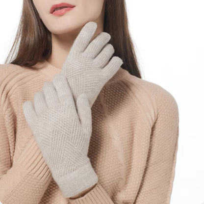 Lena Diamond Knit Cashmere Gloves