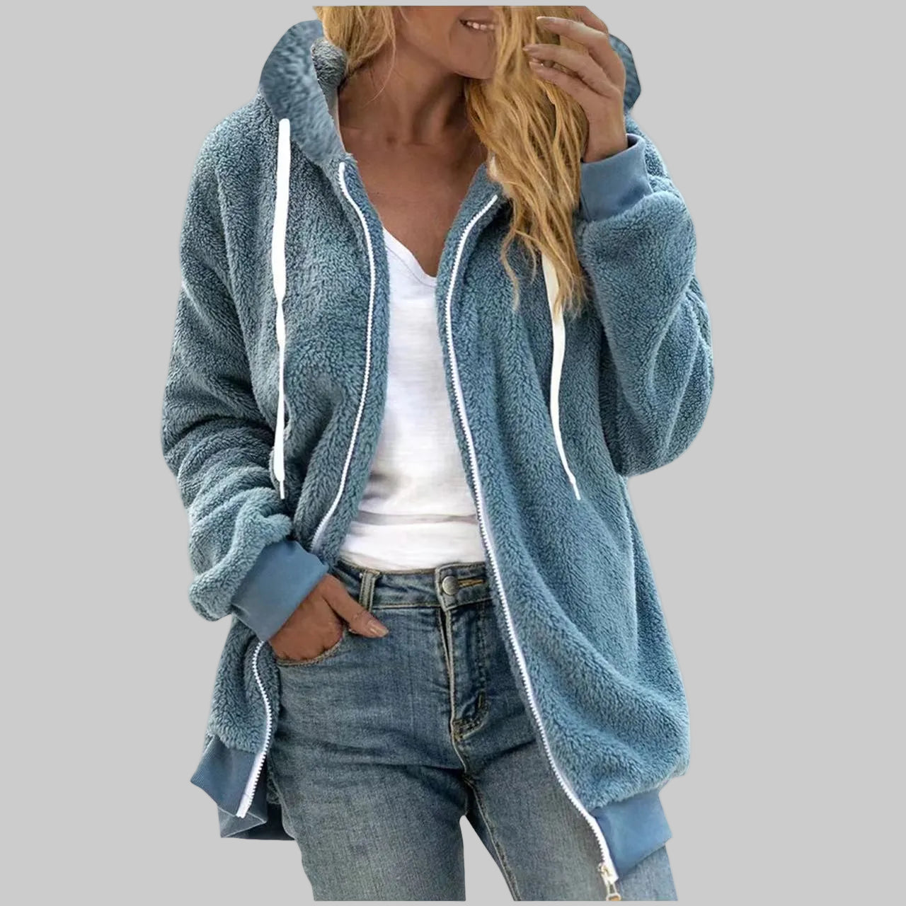 MIA VESTE À CAPUCHE EN PELUCHE DE LUXE