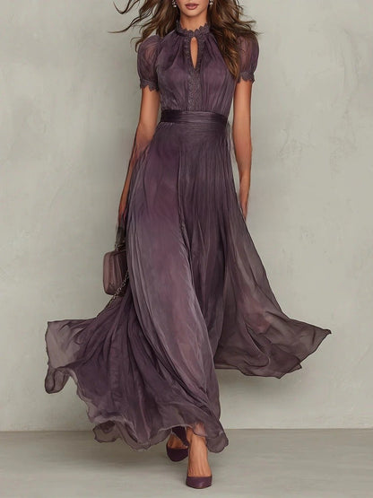 VIOLETTE™ ROBE LONGUE EN MOUSSELINE & DENTELLE