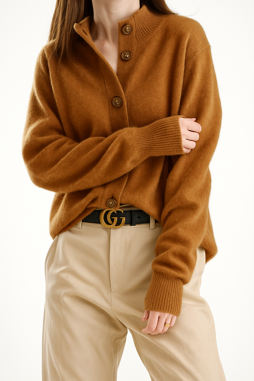 Camille Signature Button Cardigan in Wool &amp; Cashmere
