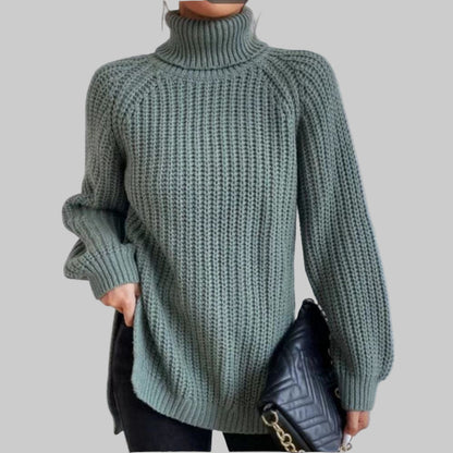 LÉNA PULL COL ROULÉ MAILLES CÔTELÉES