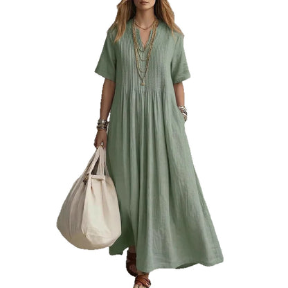 ÉLÉA™ ROBE LONGUE PLISSÉE EN COTON & LIN