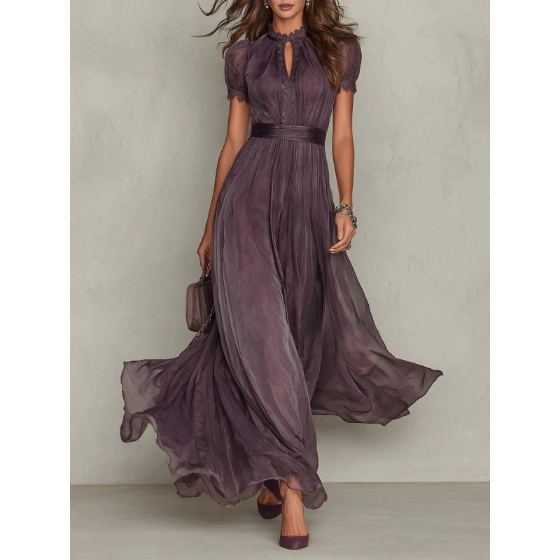 VIOLETTE™ ROBE LONGUE EN MOUSSELINE & DENTELLE
