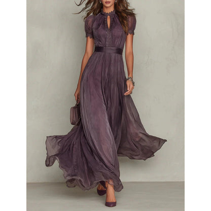 VIOLETTE™ ROBE LONGUE EN MOUSSELINE & DENTELLE