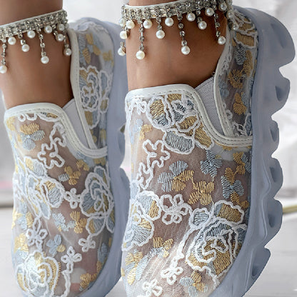 LÉONIE™ BASKETS DENTELLE FLORALE ÉDITION CHIC