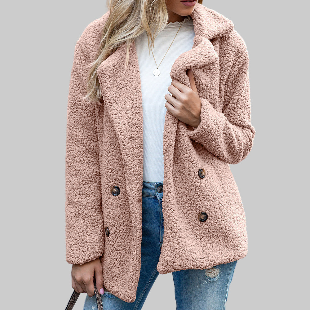 FLUFFY MANTEAU COSY EN PELUCHE LAINE BOUCLÉE