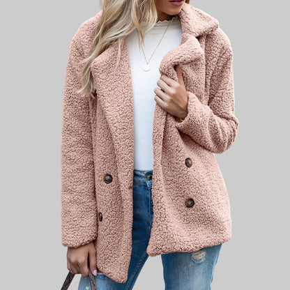 FLUFFY MANTEAU COSY EN PELUCHE LAINE BOUCLÉE