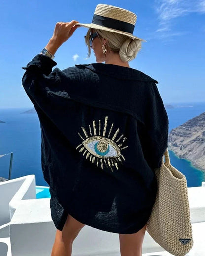 BOMEA – Chemise Bohème Chic à Sequins