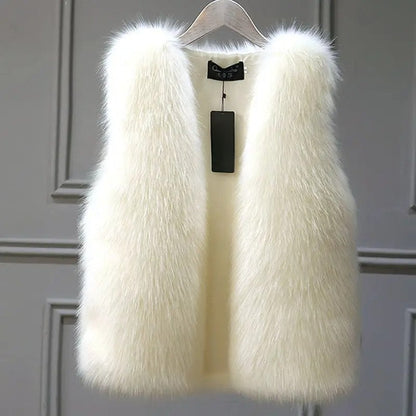 Sophie gilet en fausse fourrure de renard luxueux