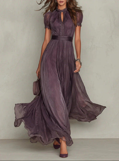 VIOLETTE™ ROBE LONGUE EN MOUSSELINE & DENTELLE