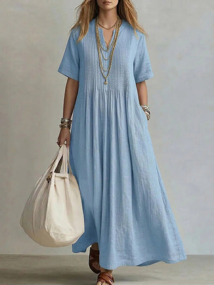 ÉLÉA™ ROBE LONGUE PLISSÉE EN COTON & LIN