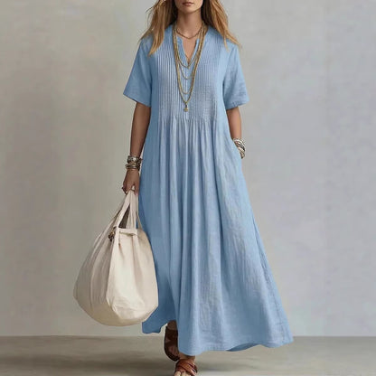 ÉLÉA™ ROBE LONGUE PLISSÉE EN COTON & LIN