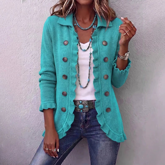 CAMILLE™ CARDIGAN EN MAILLE À VOLANTS