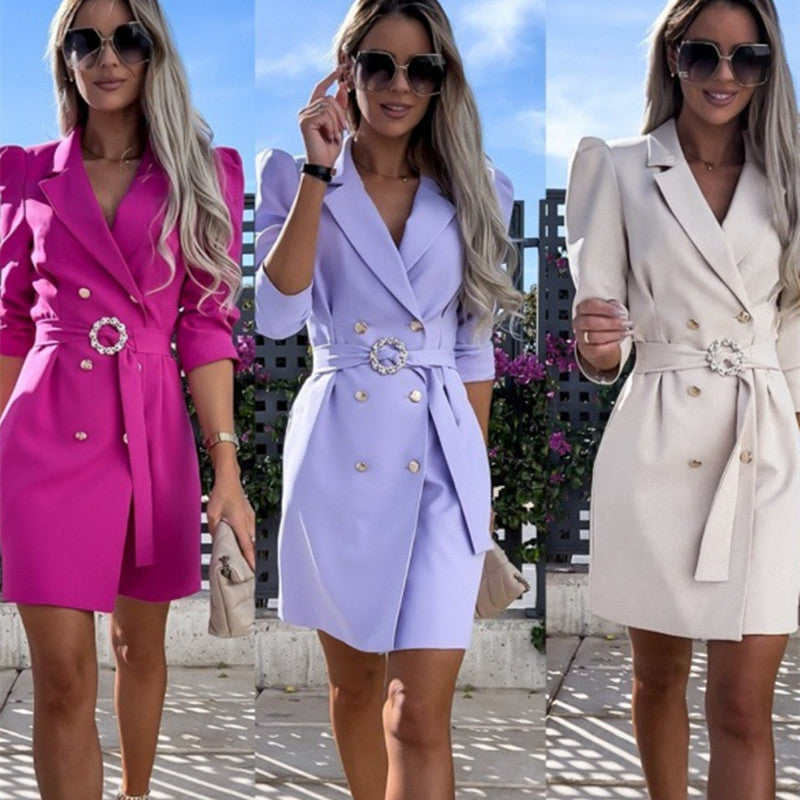 Robe Blazer Élégante Avec Ceinture – Style Tailleur Chic