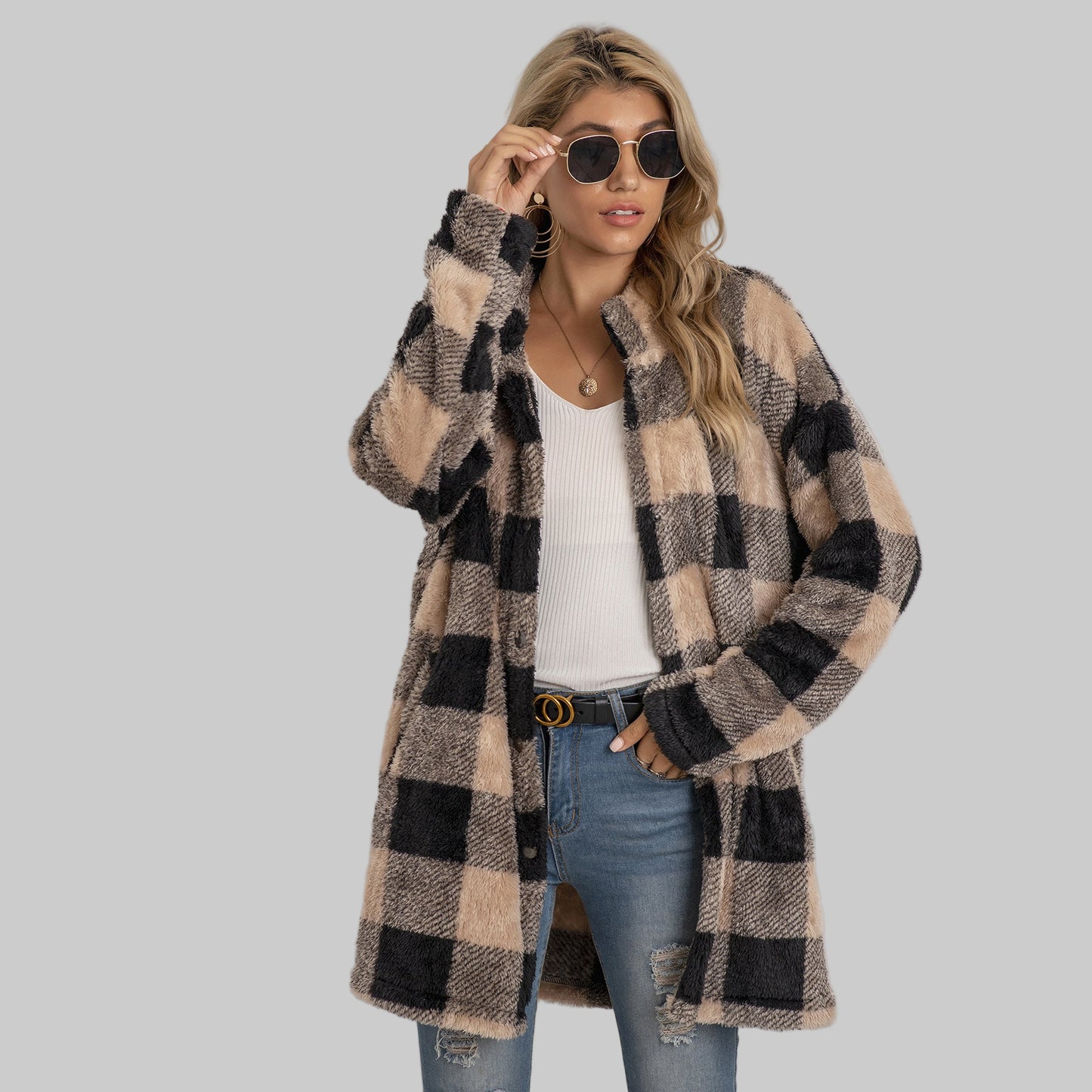 Veste Polaire à Carreaux Colorblock