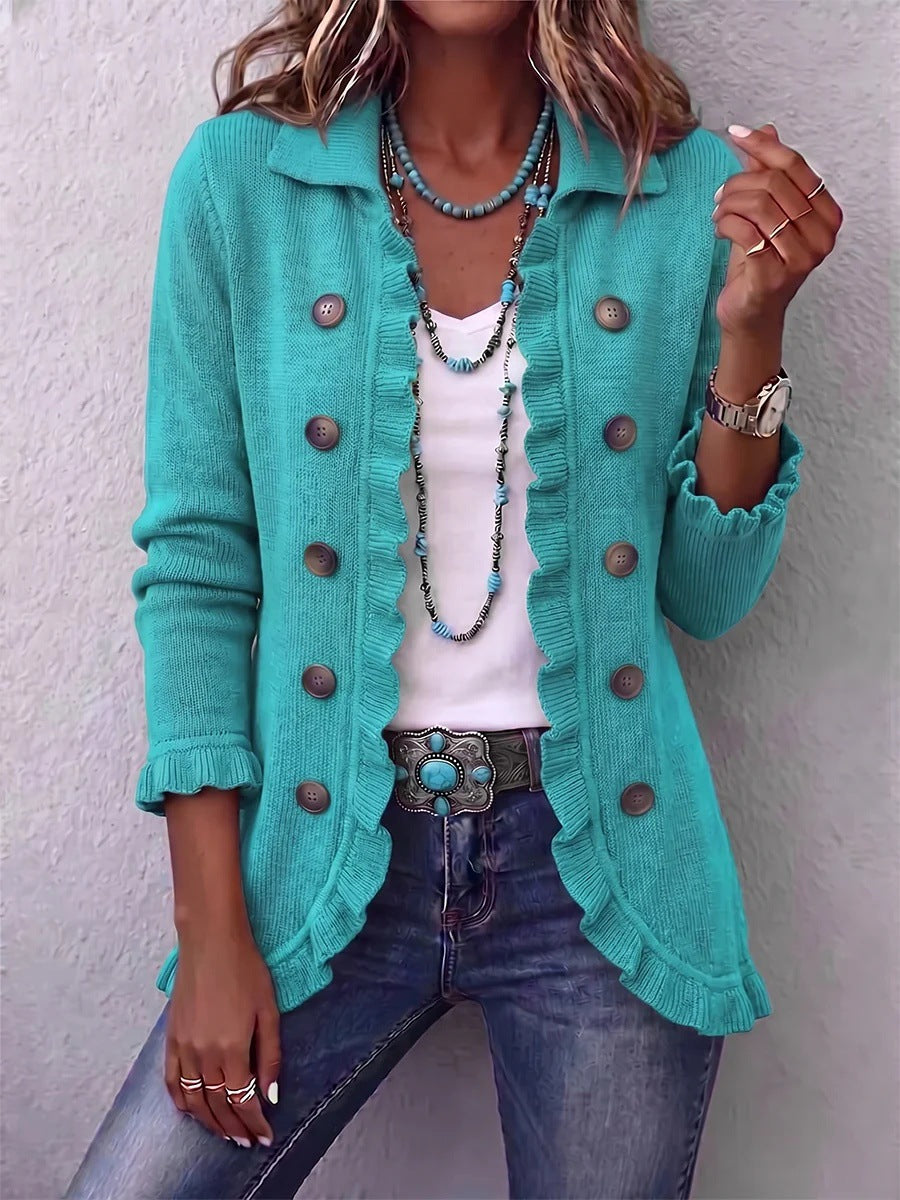 CAMILLE™ CARDIGAN EN MAILLE À VOLANTS