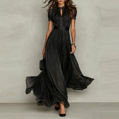 VIOLETTE™ ROBE LONGUE EN MOUSSELINE & DENTELLE