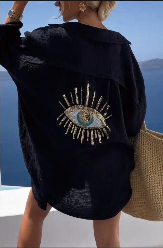 BOMEA – Chemise Bohème Chic à Sequins