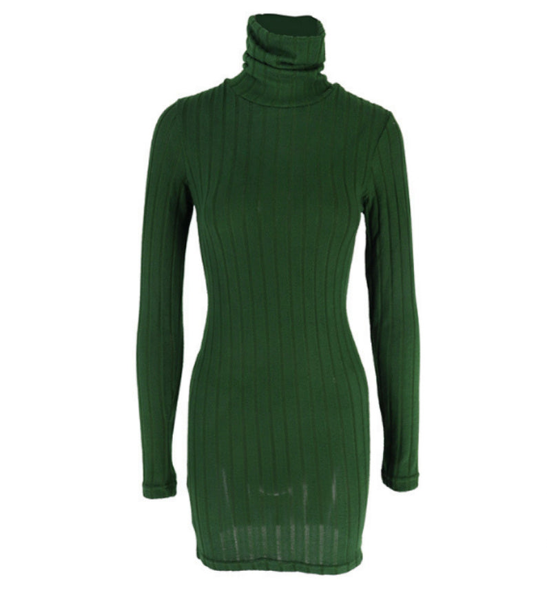 Clara Elegant Knitted High Neck Streetwear Dress