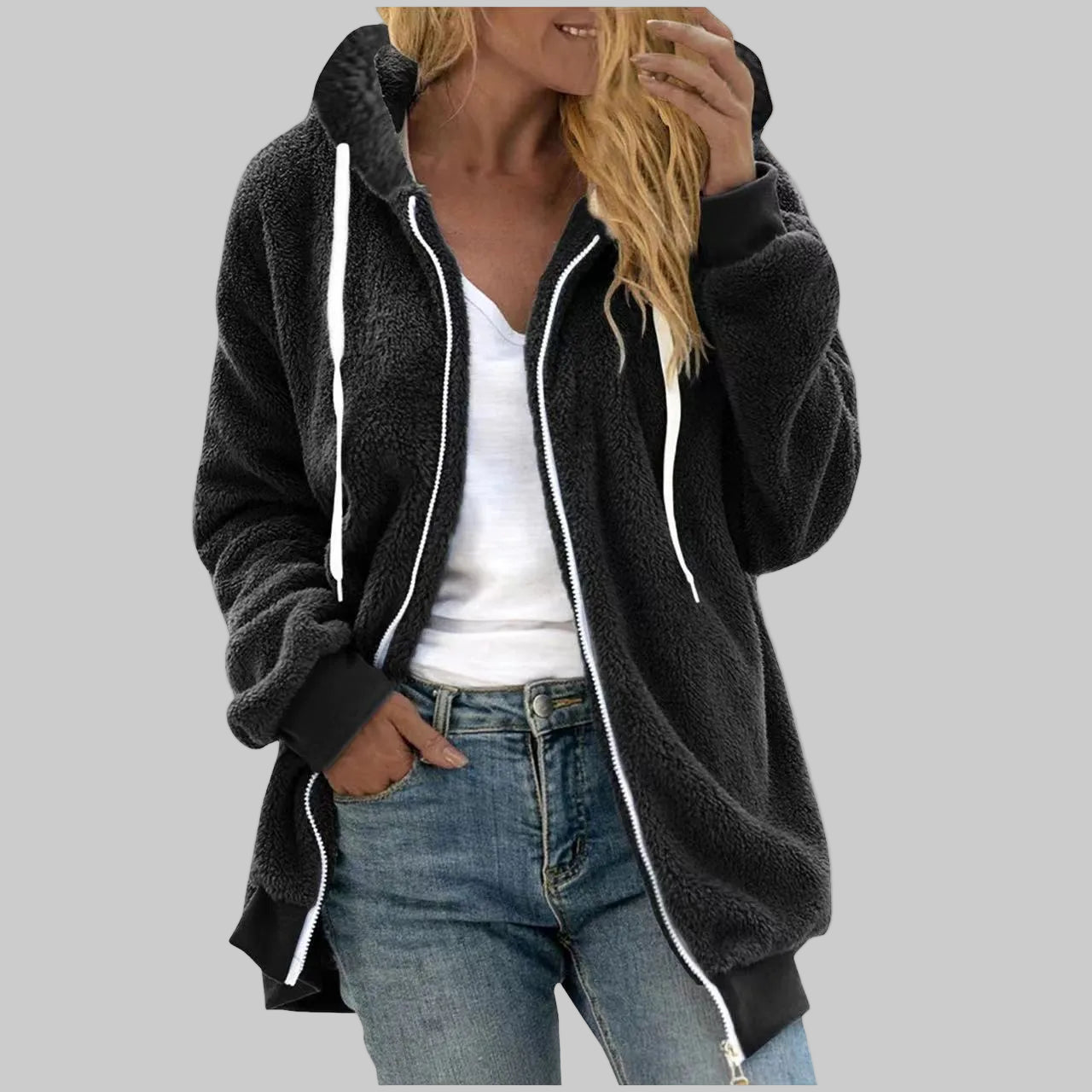 MIA VESTE À CAPUCHE EN PELUCHE DE LUXE