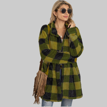 Veste Polaire à Carreaux Colorblock