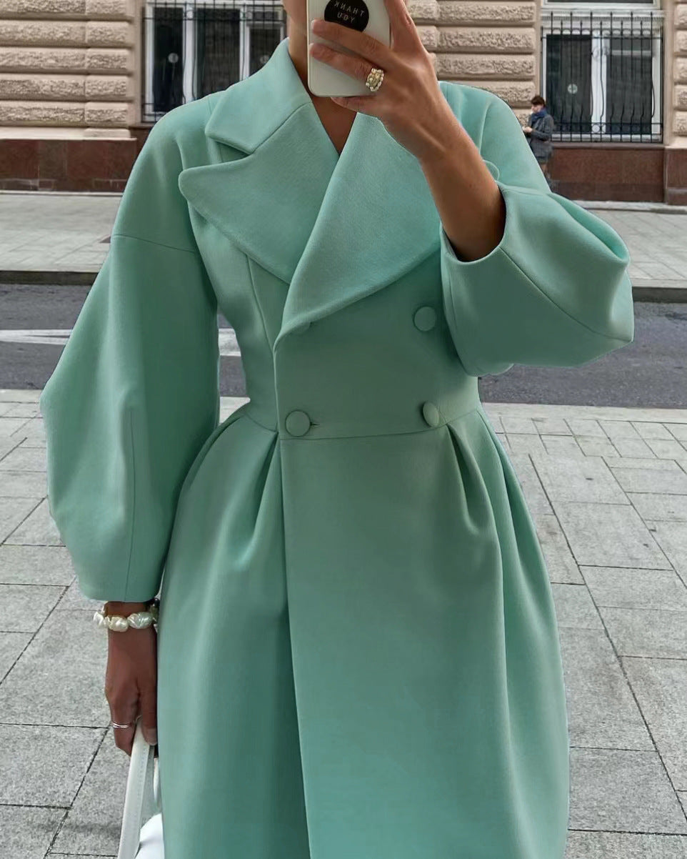 Vintage Long Coat with Lantern Sleeves