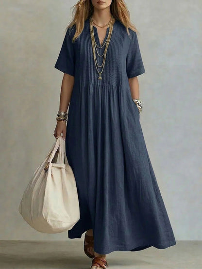 ÉLÉA™ ROBE LONGUE PLISSÉE EN COTON & LIN