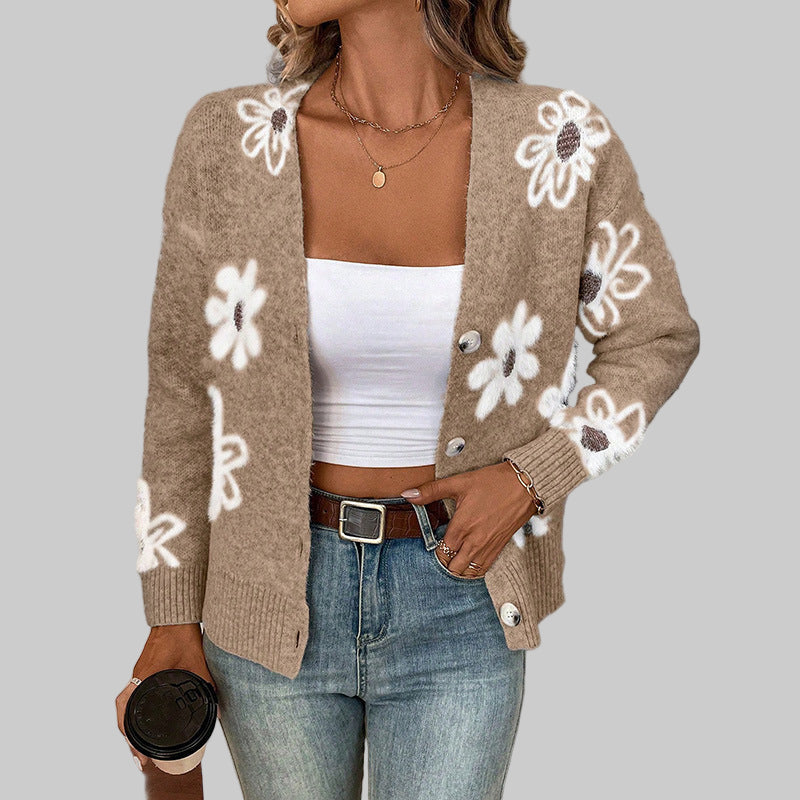 CARDIGAN FLORA IMPRIMÉ FLEURS LAINE MOHAIR