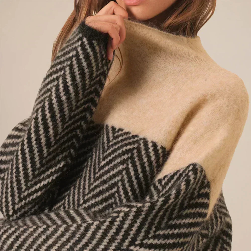 Camille Soft and Structured Chevron Knit Sweater
