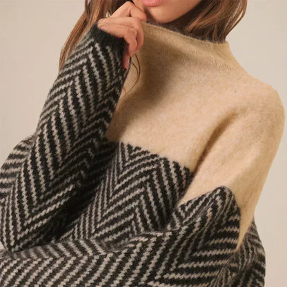 Camille Soft and Structured Chevron Knit Sweater