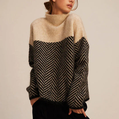 Camille Soft and Structured Chevron Knit Sweater