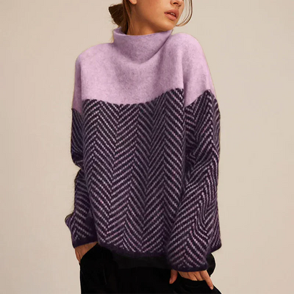 Camille Soft and Structured Chevron Knit Sweater