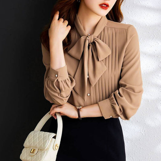 Élise Blouse en Chiffon à Nœud Élégant