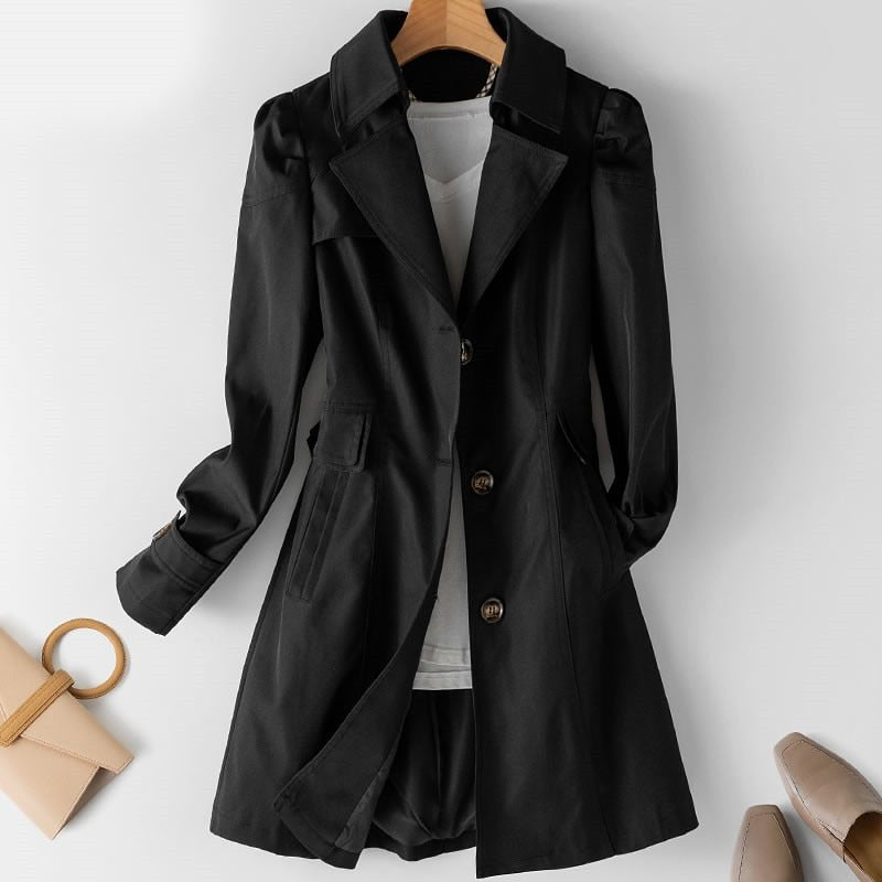 Léa Elegant Water-Repellent Mid-Length Trench Coat
