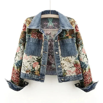Léa in an Elegant Floral Denim Jacket