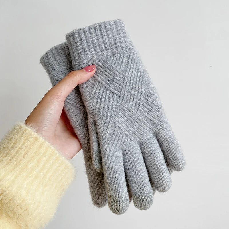 Lena Diamond Knit Cashmere Gloves