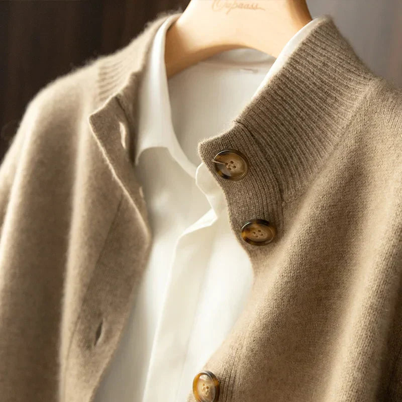 Camille Signature Button Cardigan in Wool &amp; Cashmere