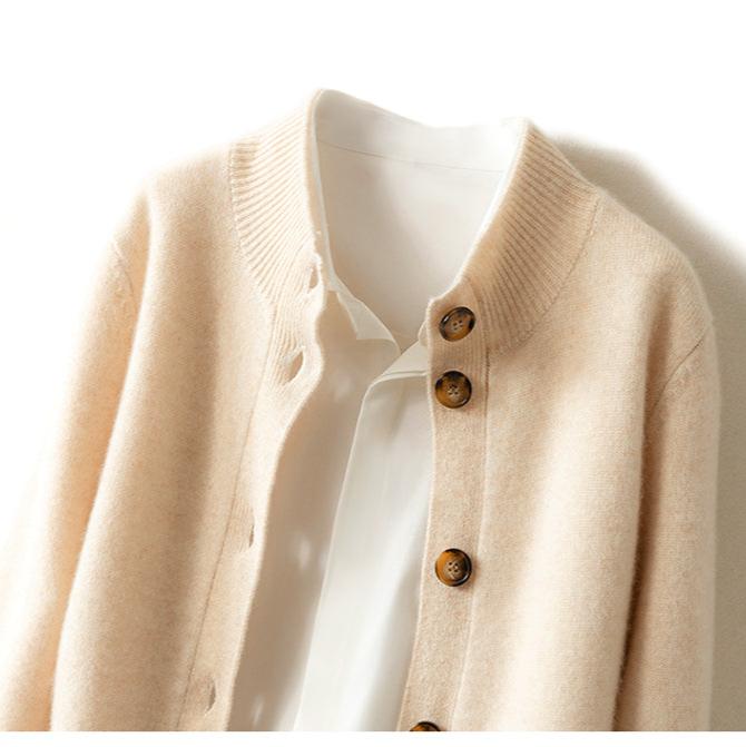 Camille Signature Button Cardigan in Wool &amp; Cashmere