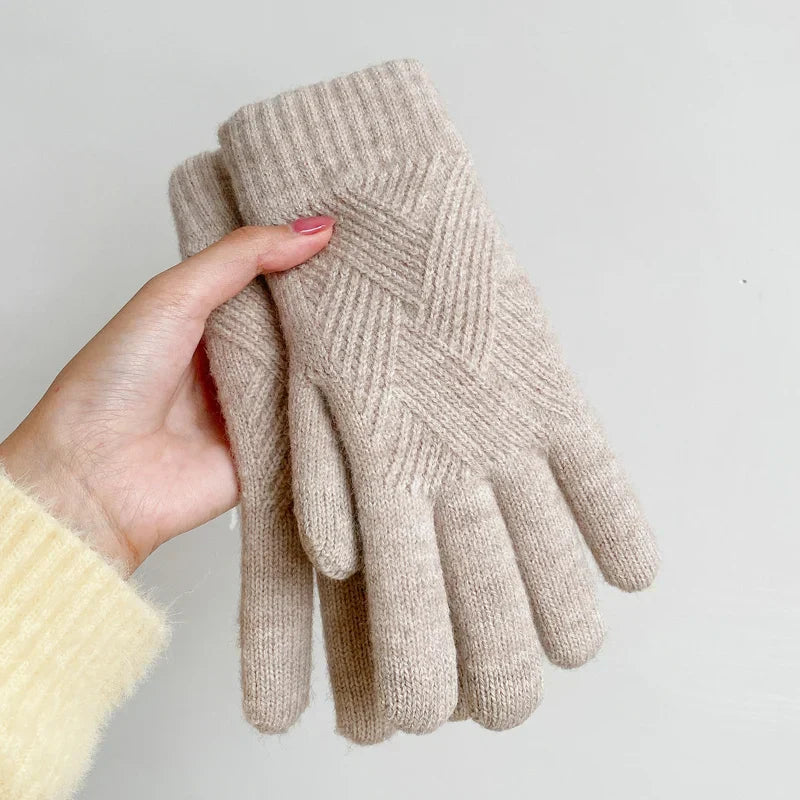 Lena Diamond Knit Cashmere Gloves