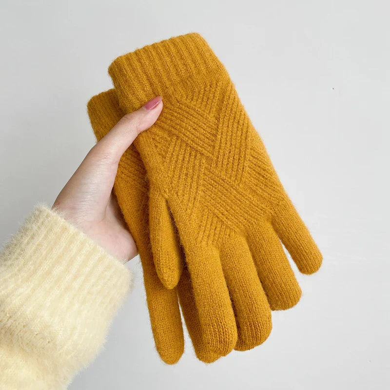 Lena Diamond Knit Cashmere Gloves