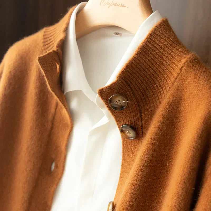 Camille Signature Button Cardigan in Wool &amp; Cashmere